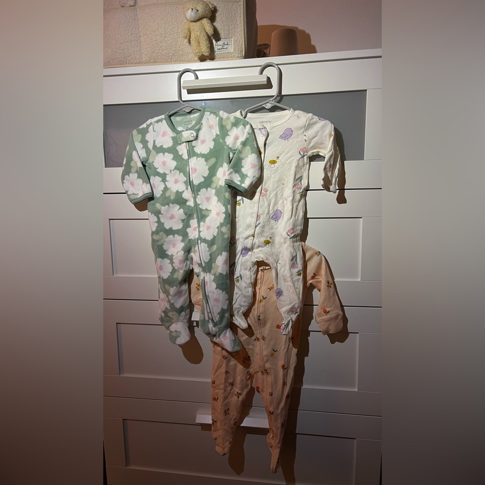 Carter's Floral and Patterned Footies - BUNDLE (3)